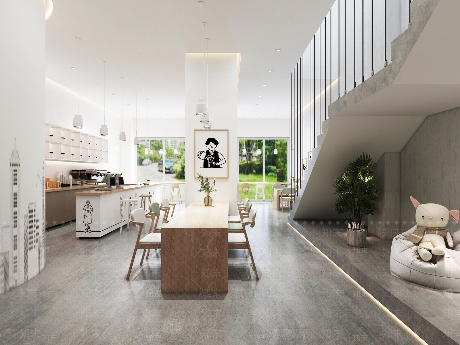 现代奶茶店3D模型下载【ID:1130013989】