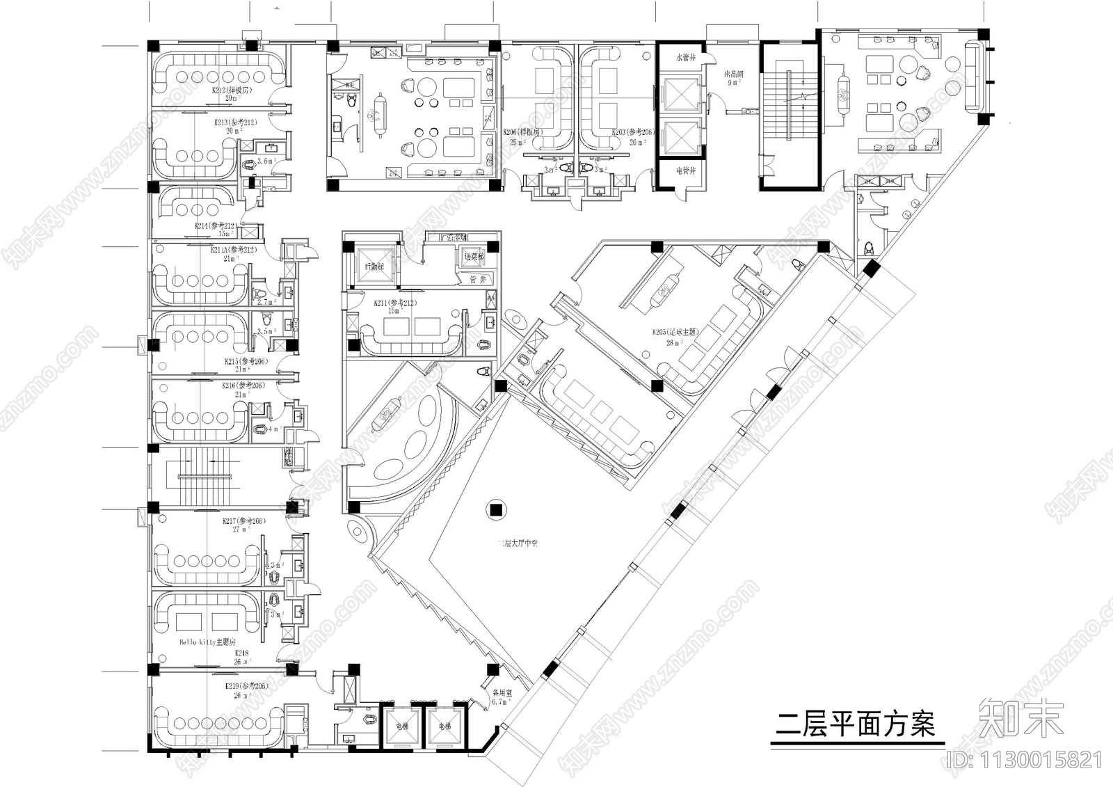 2000平KTV平面方案图施工图下载【ID:1130015821】