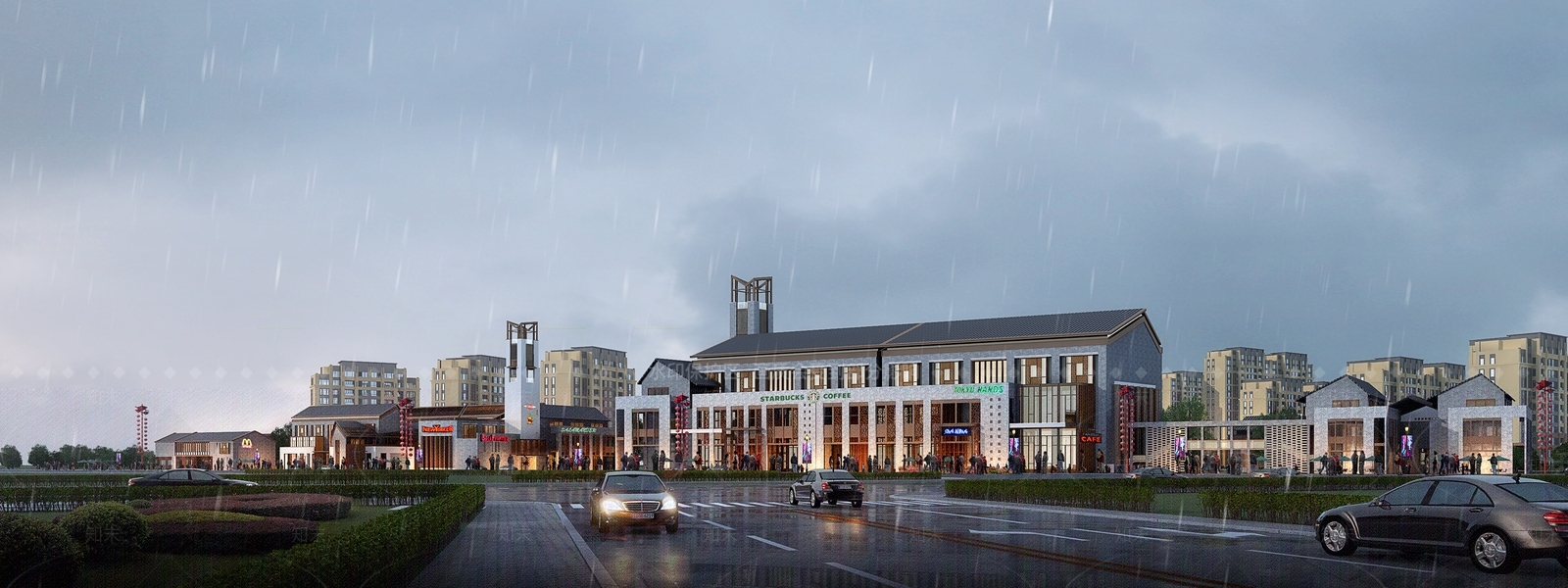 现代民国风商业街3D模型下载【ID:1130017185】