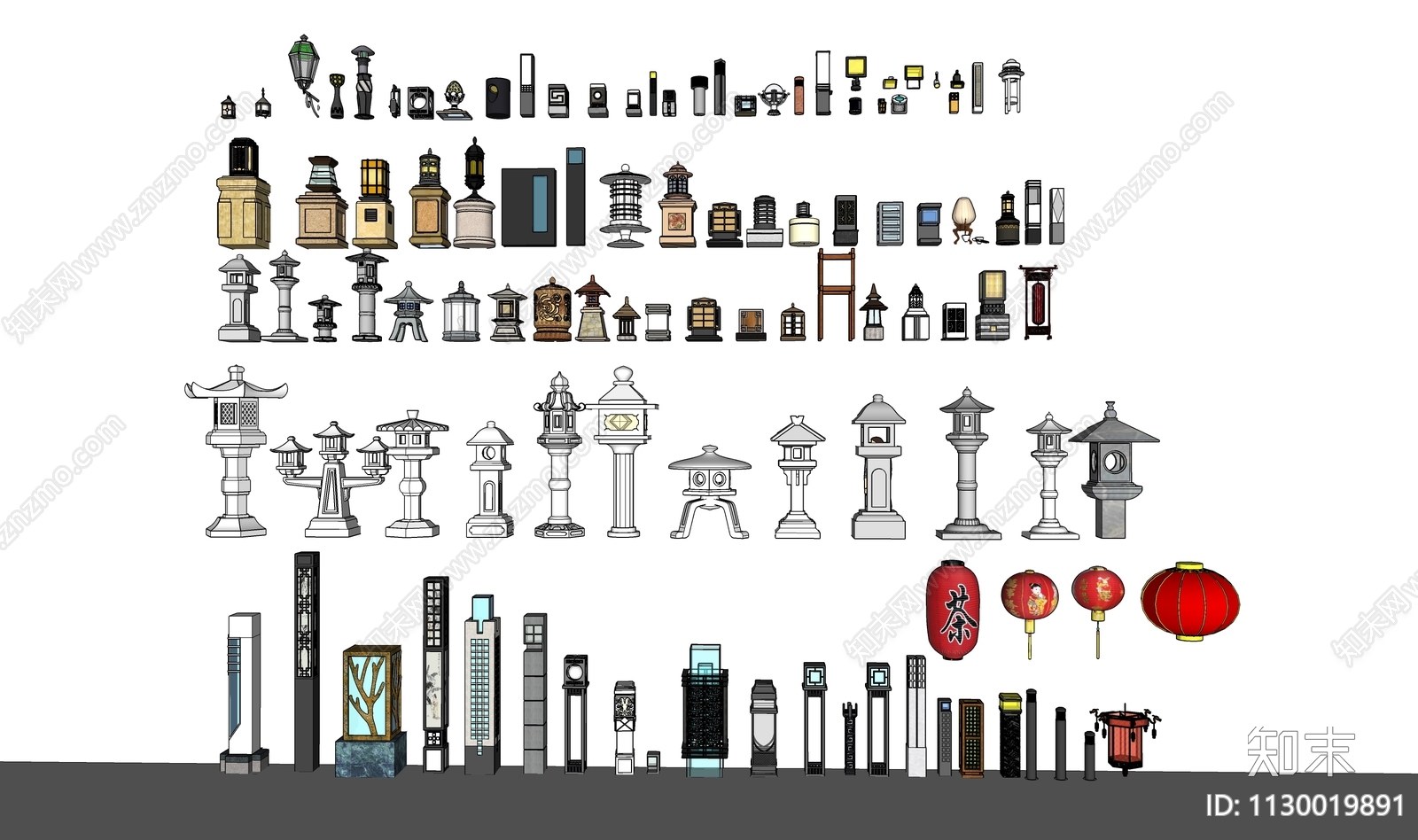 现代户外灯具SU模型下载【ID:1130019891】