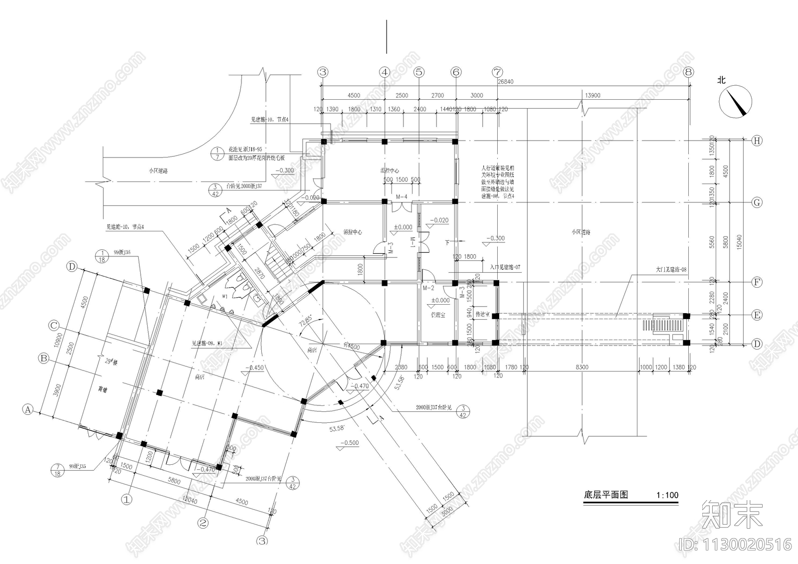 办公建筑cad施工图下载【ID:1130020516】