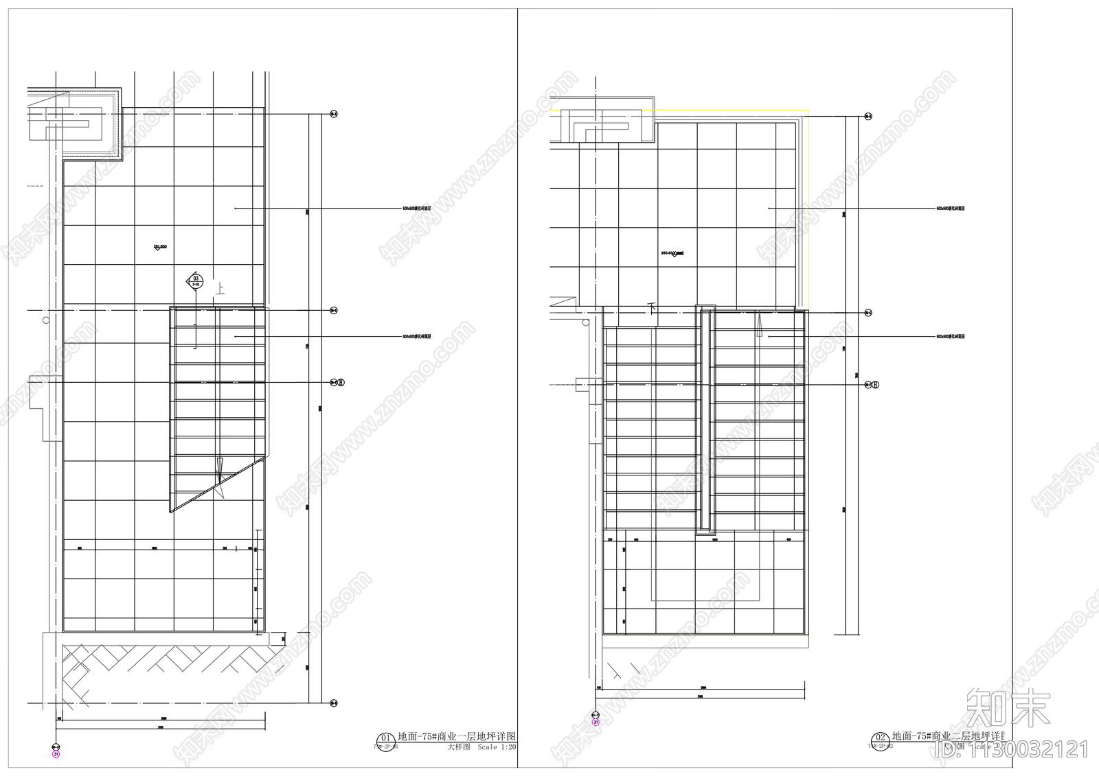 现代简约商业建筑cad施工图下载【ID:1130032121】