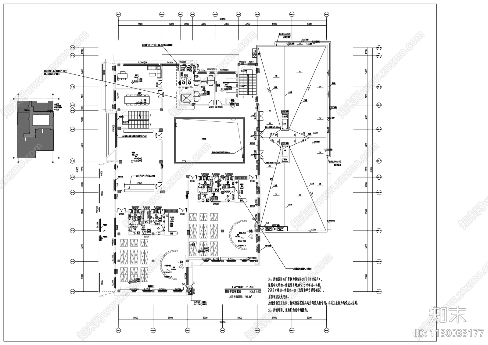 李子湖幼儿园建筑cad施工图下载【ID:1130033177】