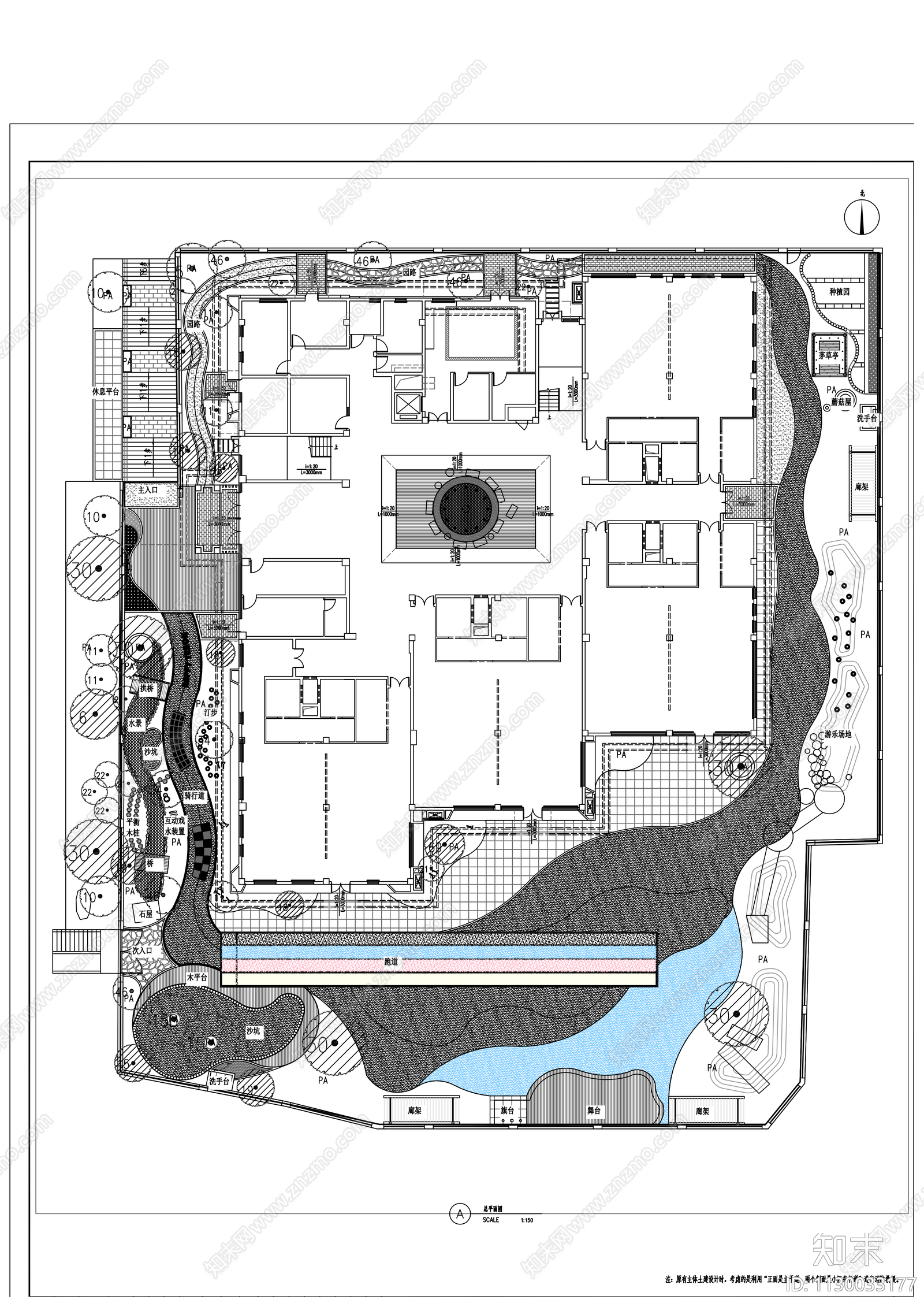 李子湖幼儿园建筑cad施工图下载【ID:1130033177】