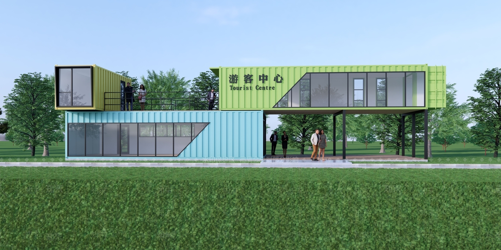 现代集装箱游客中心SU模型下载【ID:1130035420】