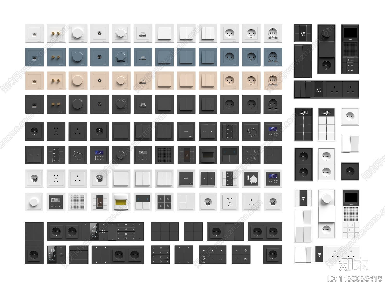 现代开关插座组合SU模型下载【ID:1130036418】