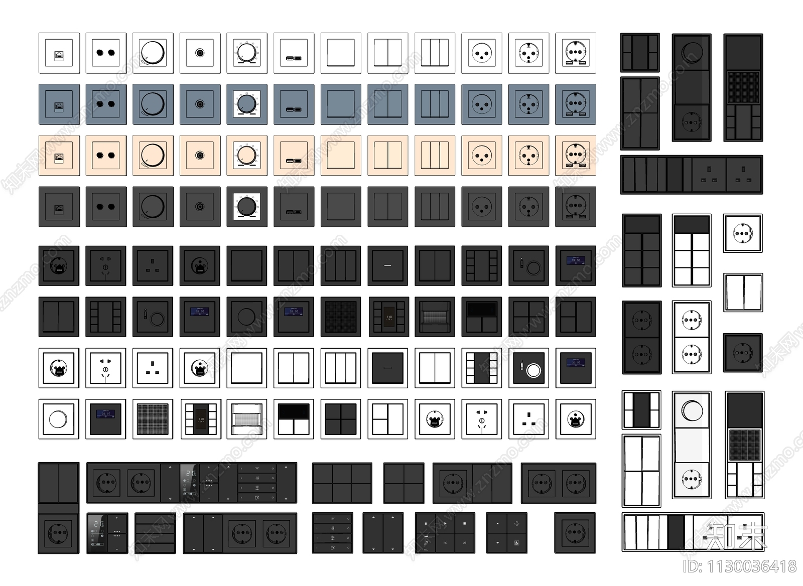 现代开关插座组合SU模型下载【ID:1130036418】