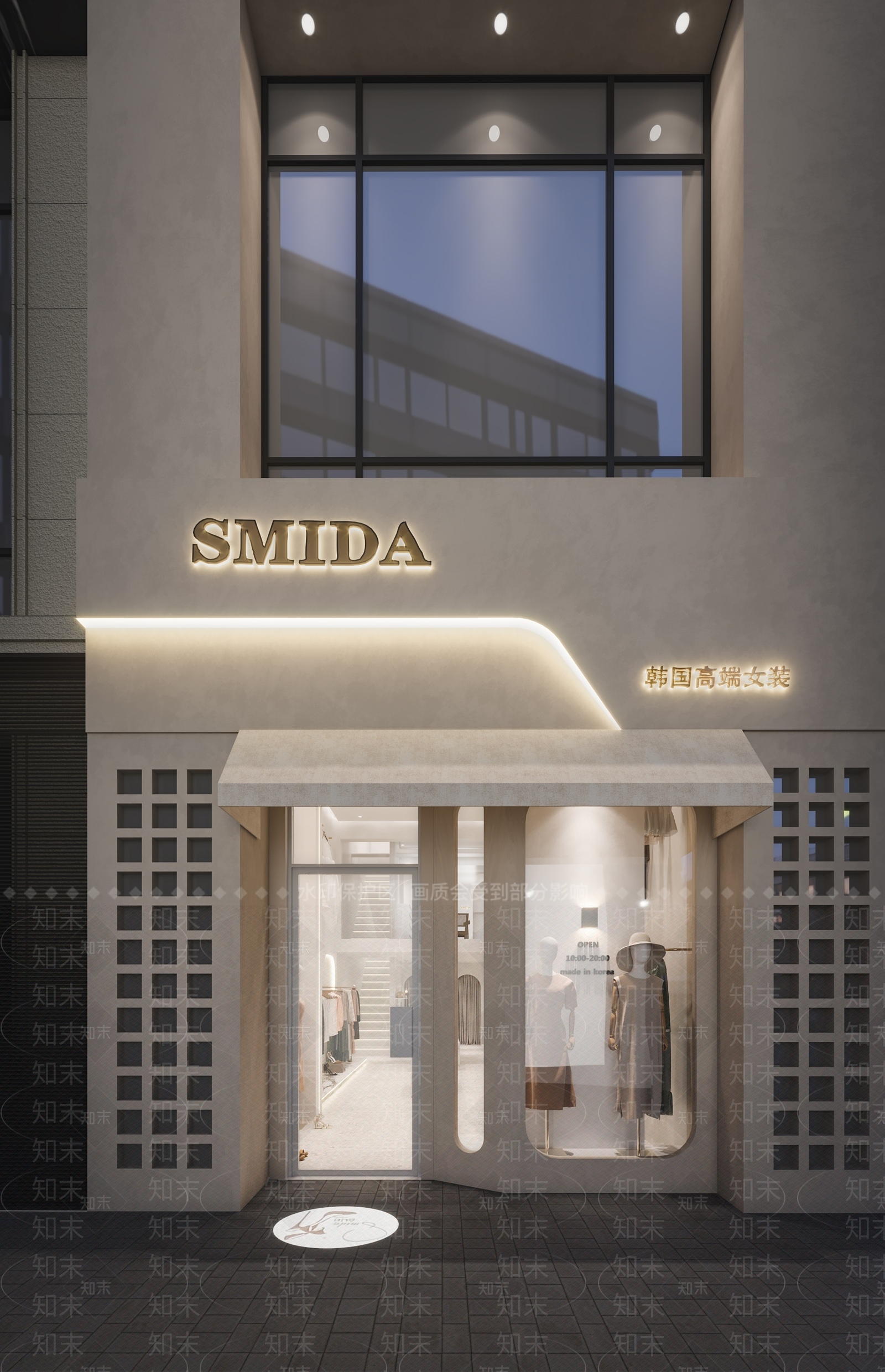 侘寂风服装店门头3D模型下载【ID:1130041954】