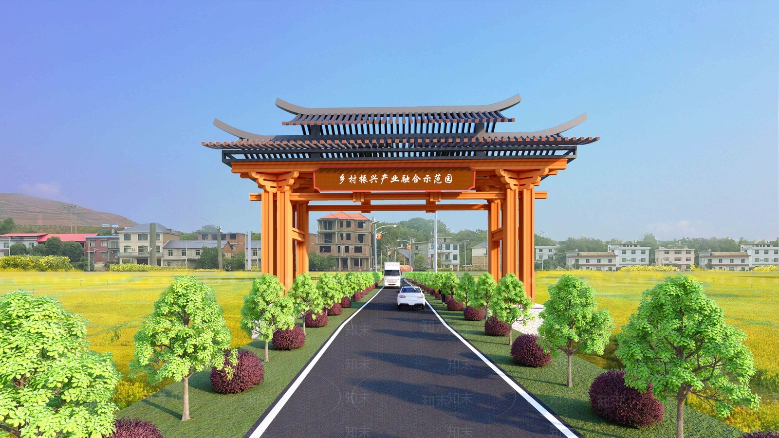 新中式门楼SU模型下载【ID:1130043850】