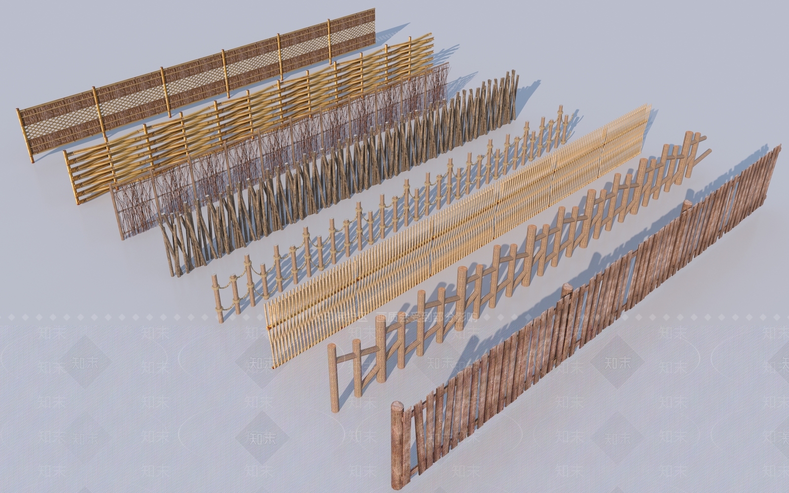 现代木质篱笆墙3D模型下载【ID:1130048335】