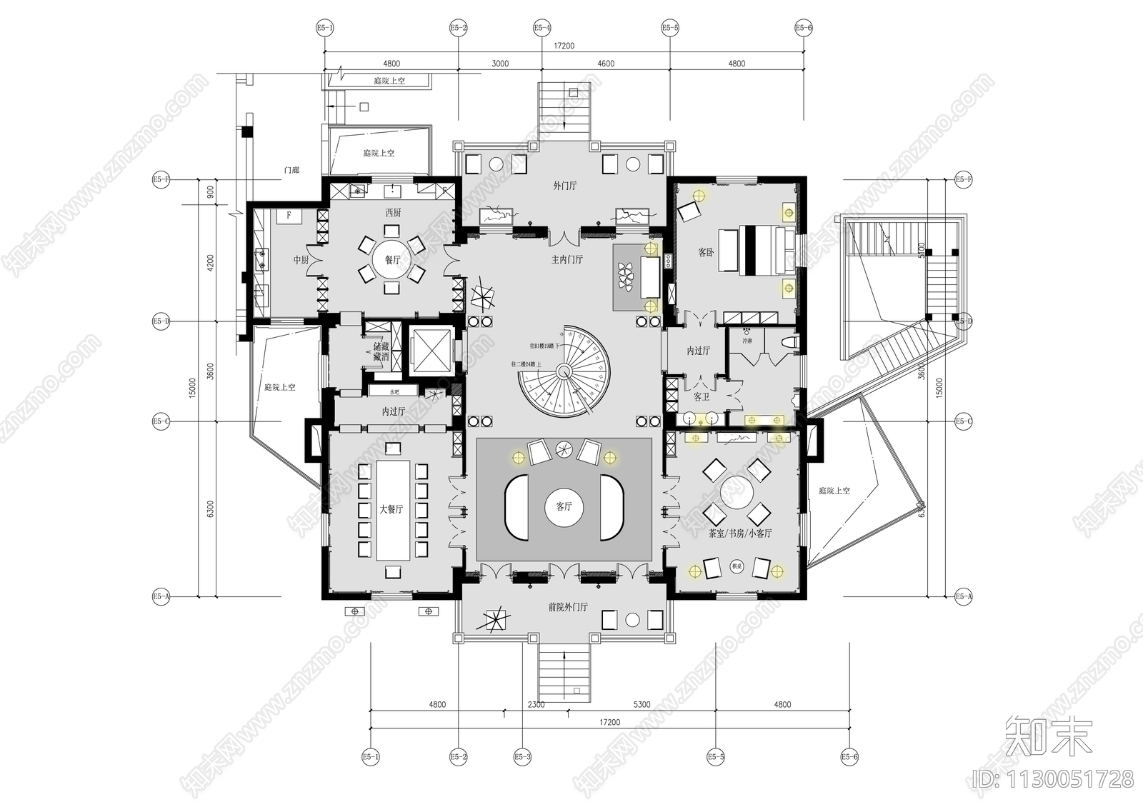 别墅室内cad施工图下载【ID:1130051728】