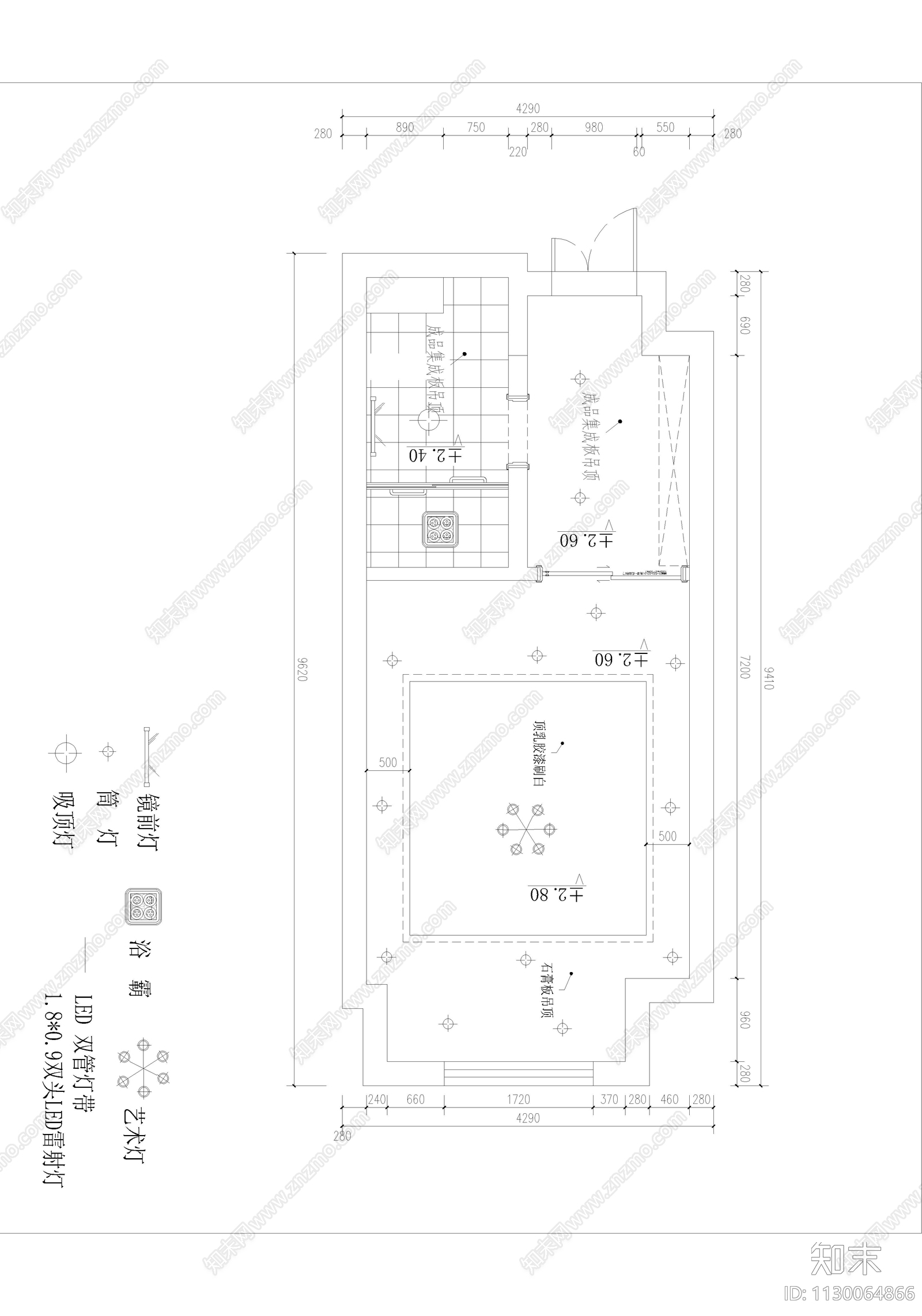 万达单身公寓室内cad施工图下载【ID:1130064866】