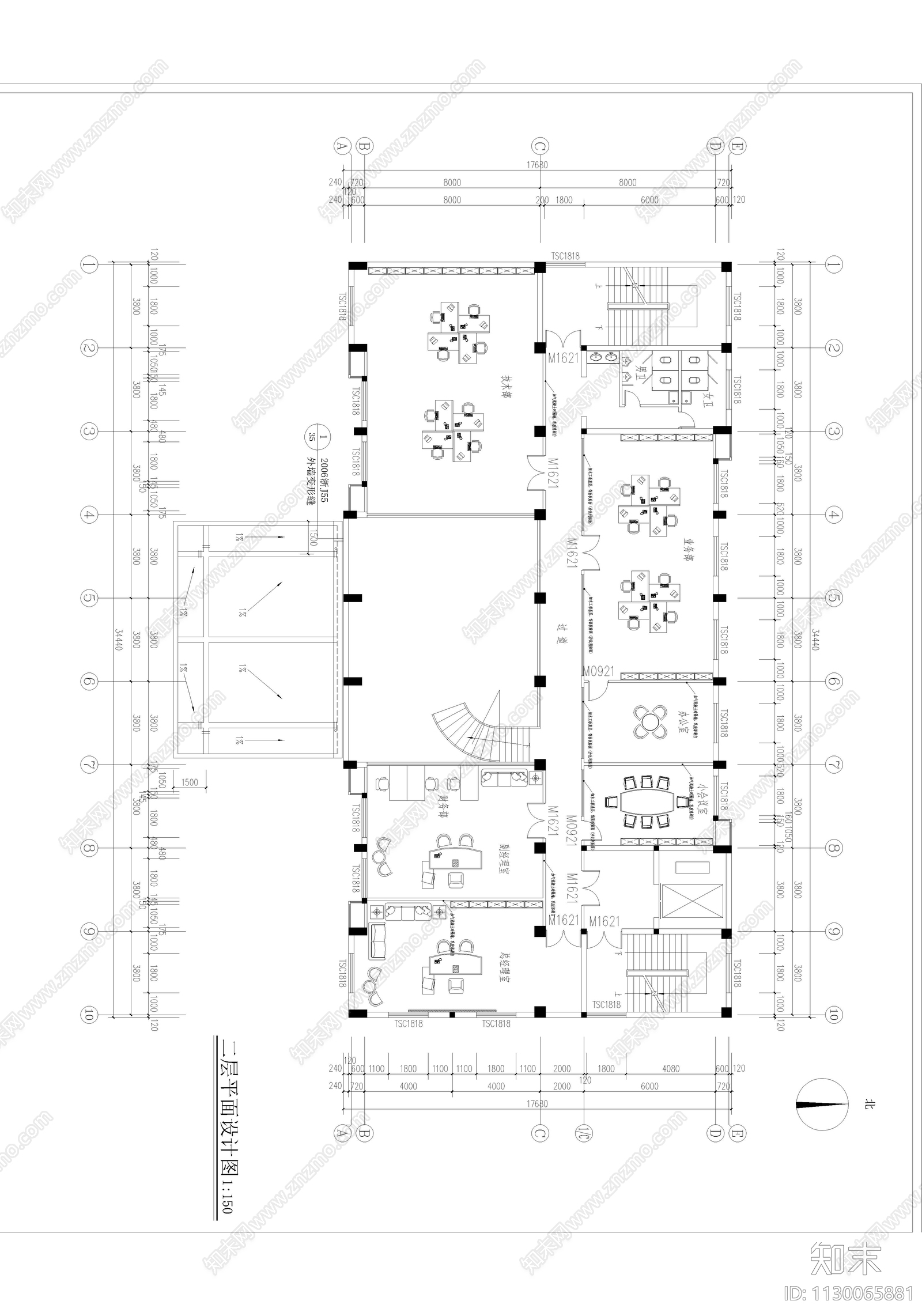 浙江埃能德电气有限公司办公室室内cad施工图下载【ID:1130065881】