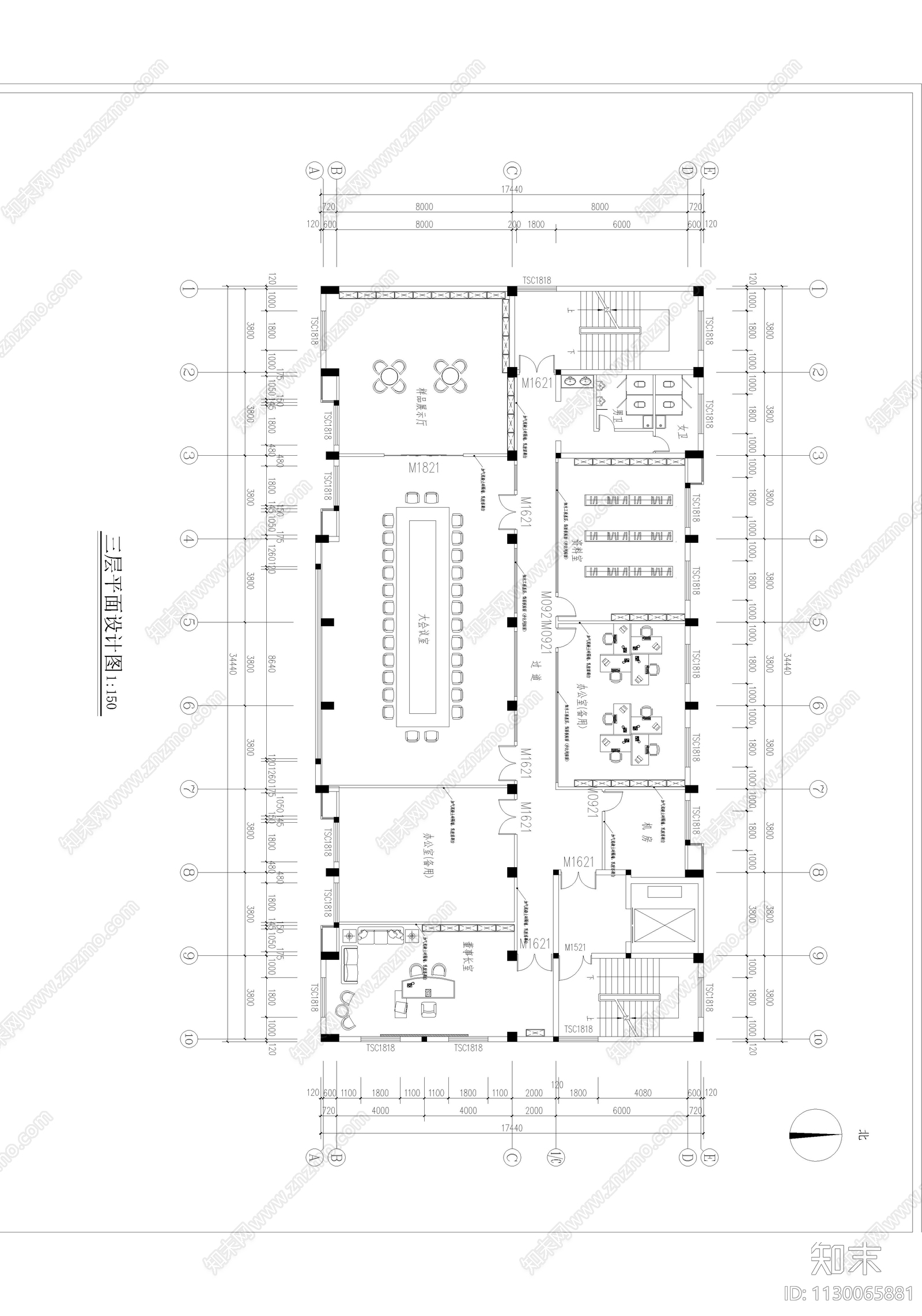 浙江埃能德电气有限公司办公室室内cad施工图下载【ID:1130065881】