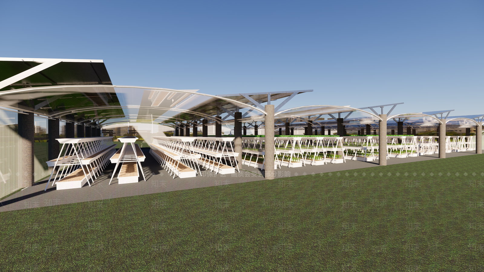 现代太阳能生态种植大棚SU模型下载【ID:1130067102】