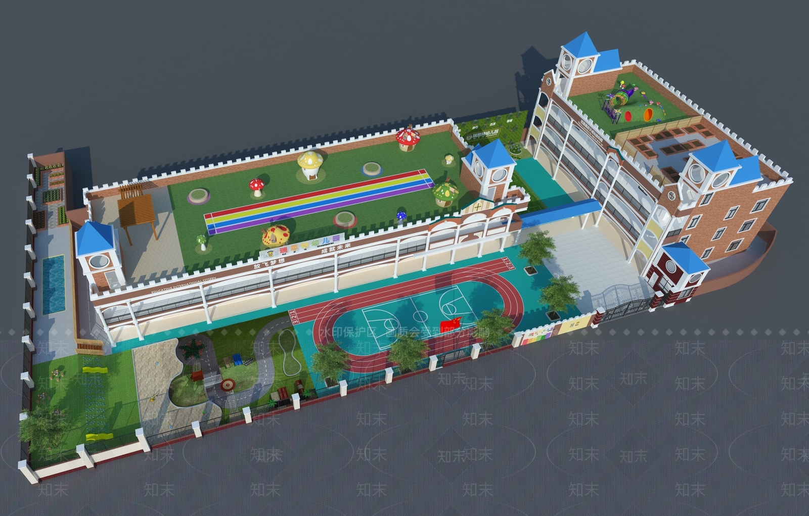 简欧幼儿园SU模型下载【ID:1130070078】