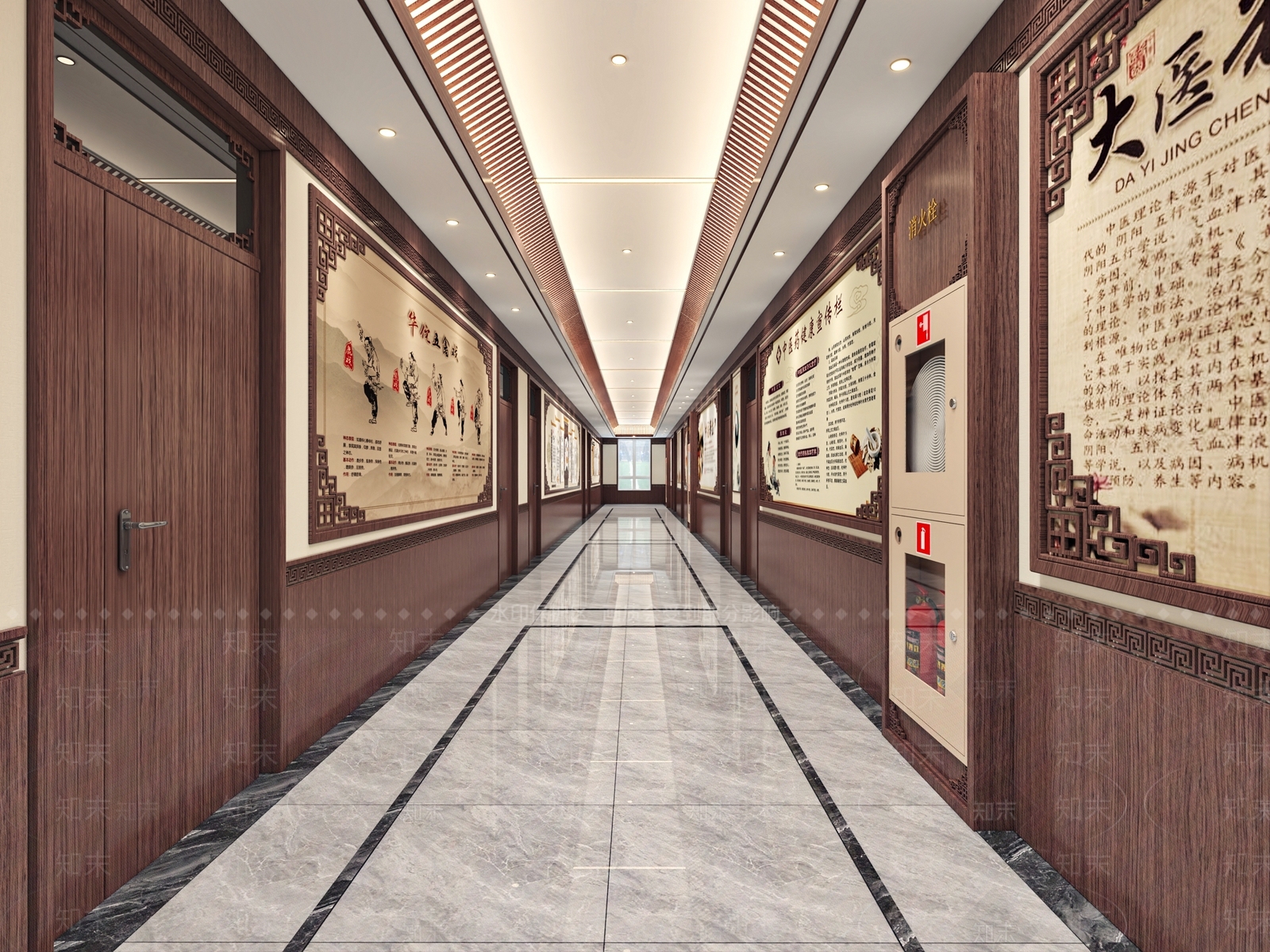 新中式中医文化走廊3D模型下载【ID:1130070119】_知末3d模型网