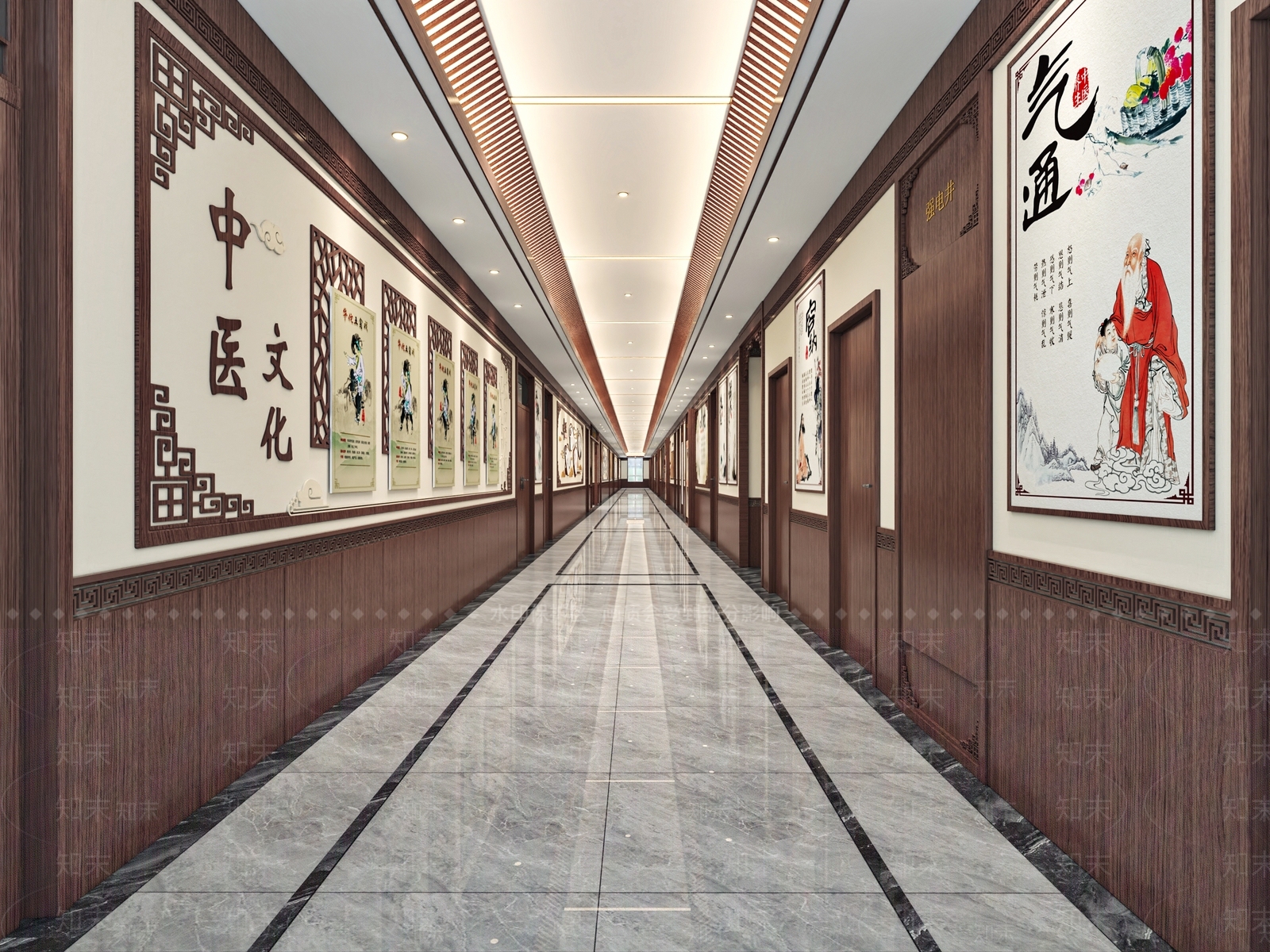 新中式中医文化走廊3D模型下载【ID:1130070119】_知末3d模型网