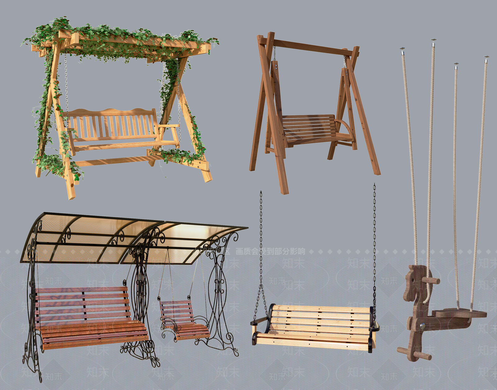 现代秋千摇椅3D模型下载【ID:1130071375】