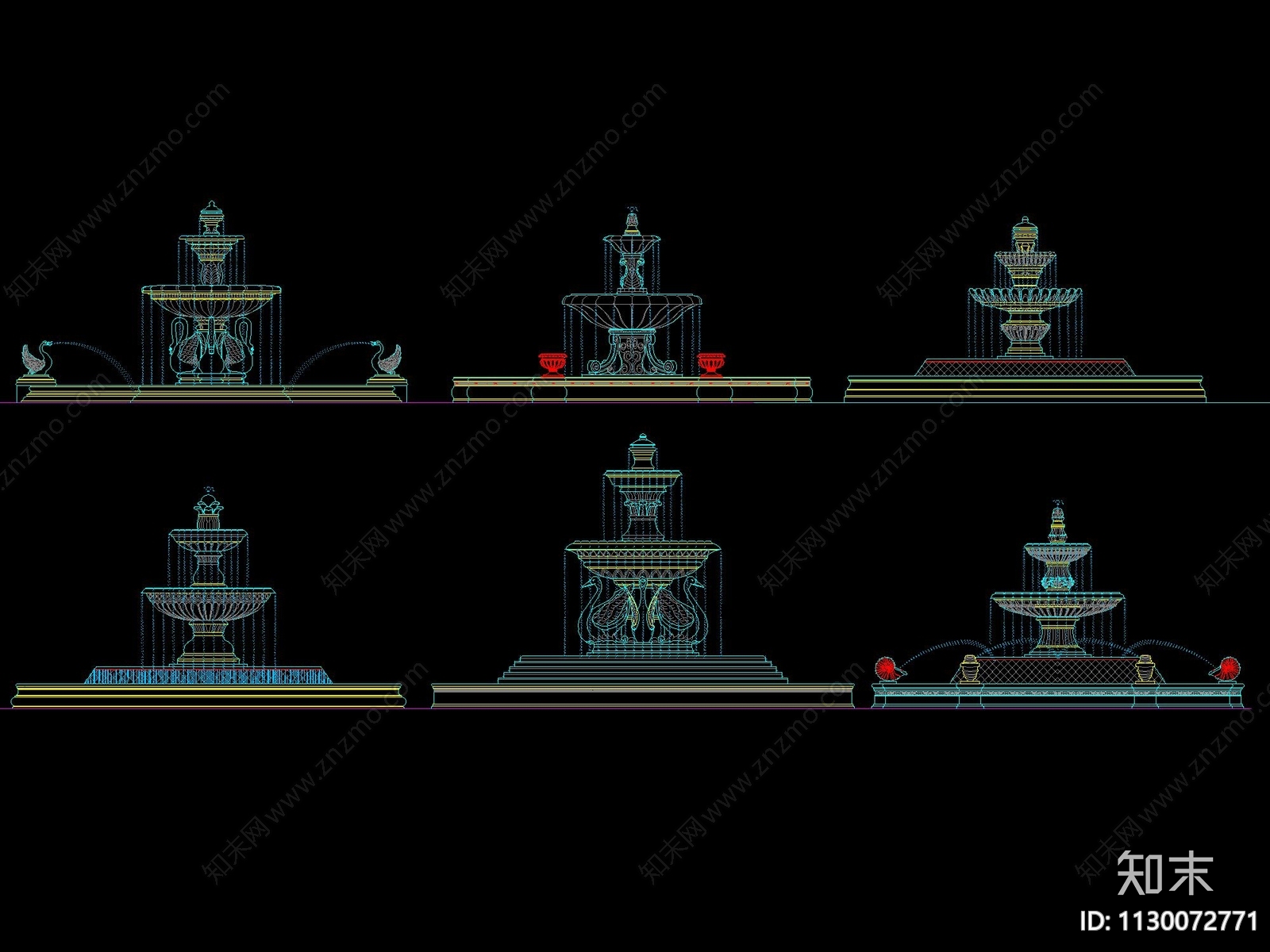 欧式喷泉水景做法详图施工图下载【ID:1130072771】