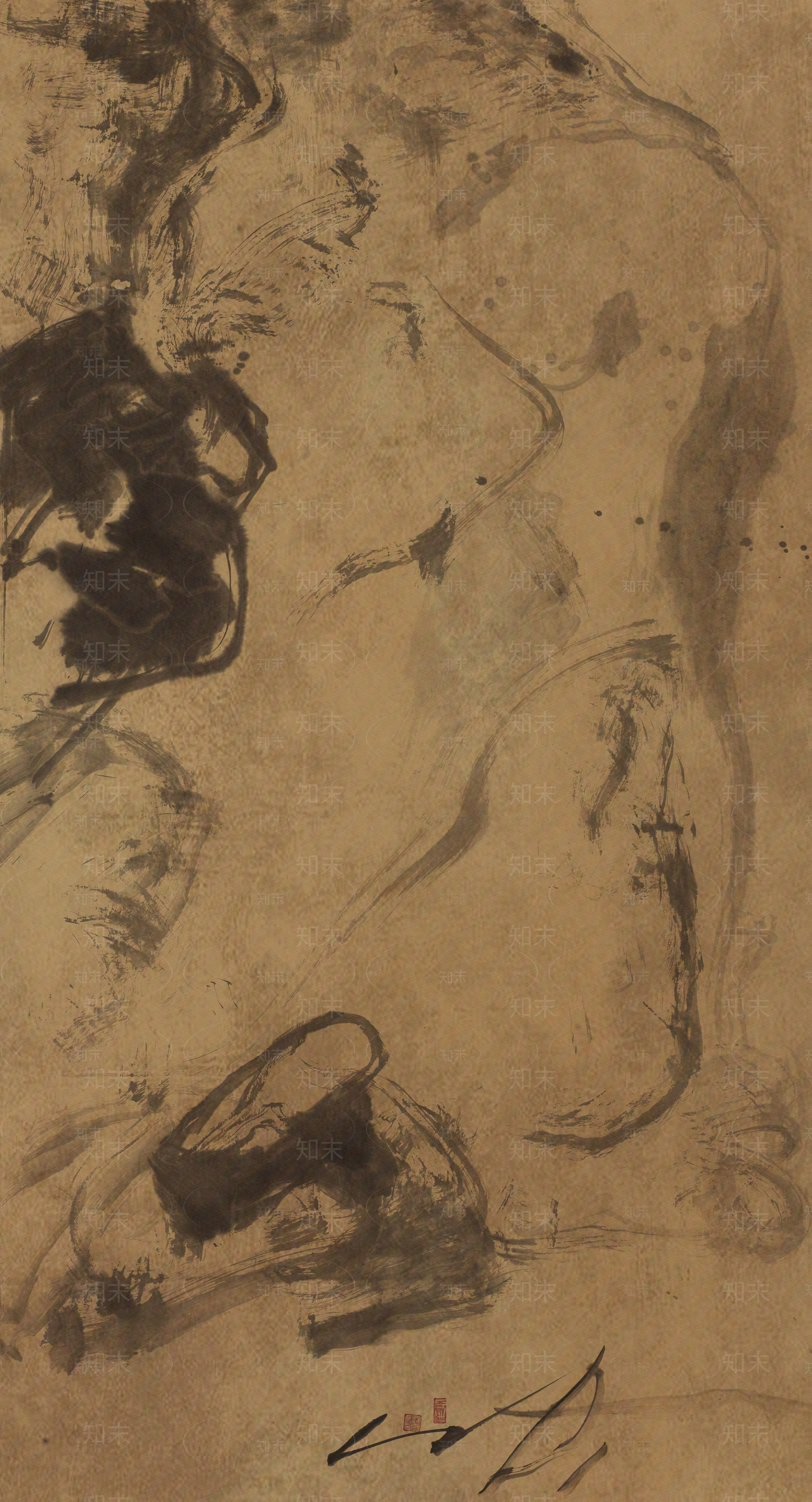 中式禅意山水壁画贴图下载【ID:1130076462】