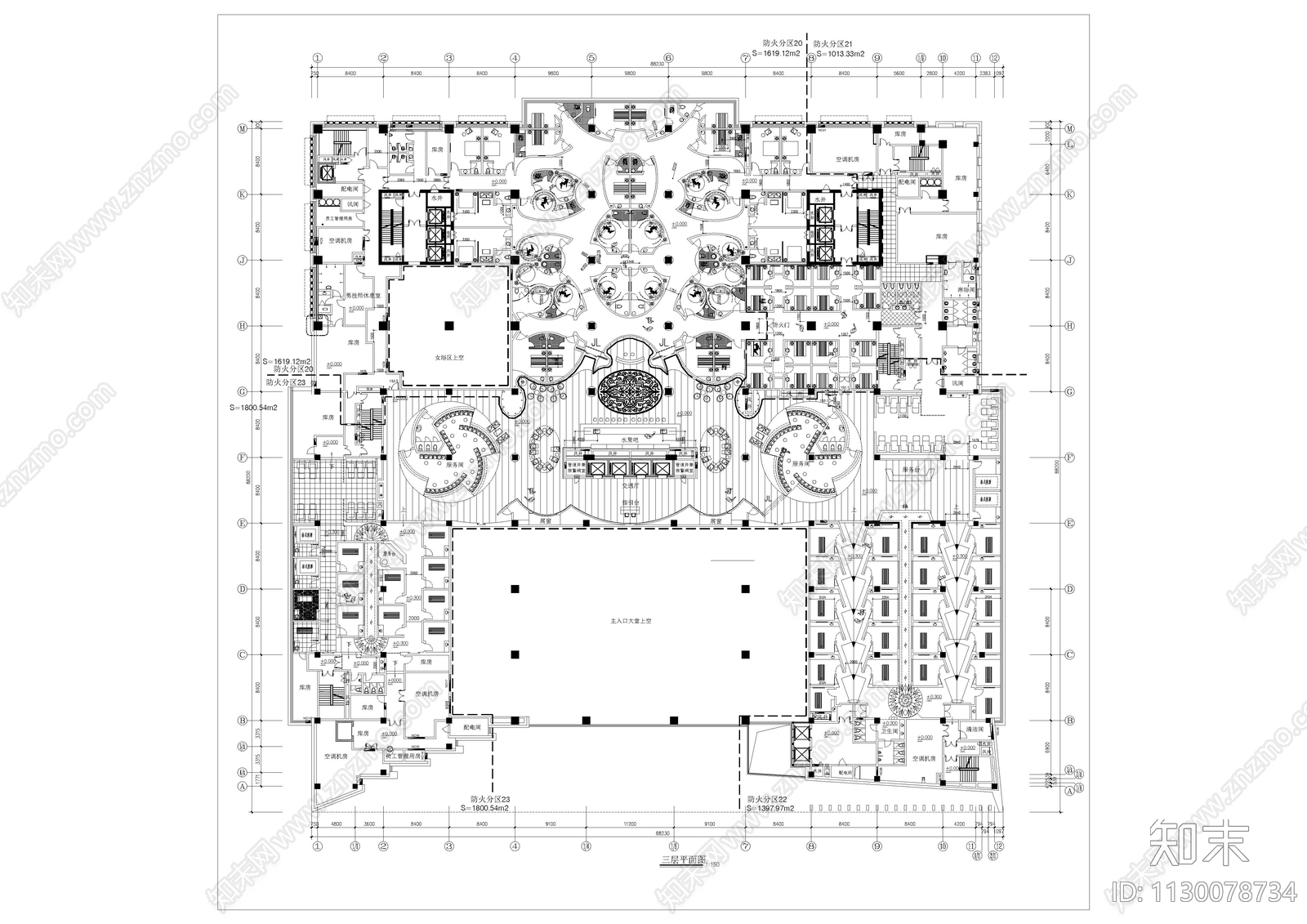 超大会所cad施工图下载【ID:1130078734】