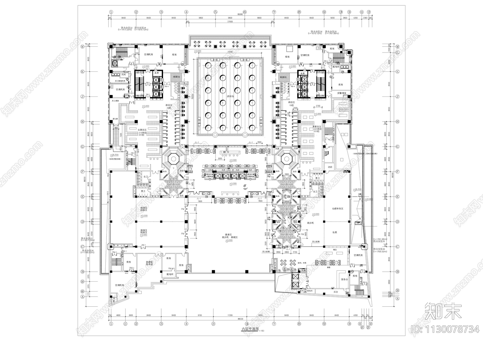 超大会所cad施工图下载【ID:1130078734】