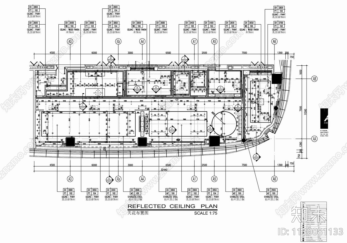 350㎡行政酒廊室内cad施工图下载【ID:1130081133】
