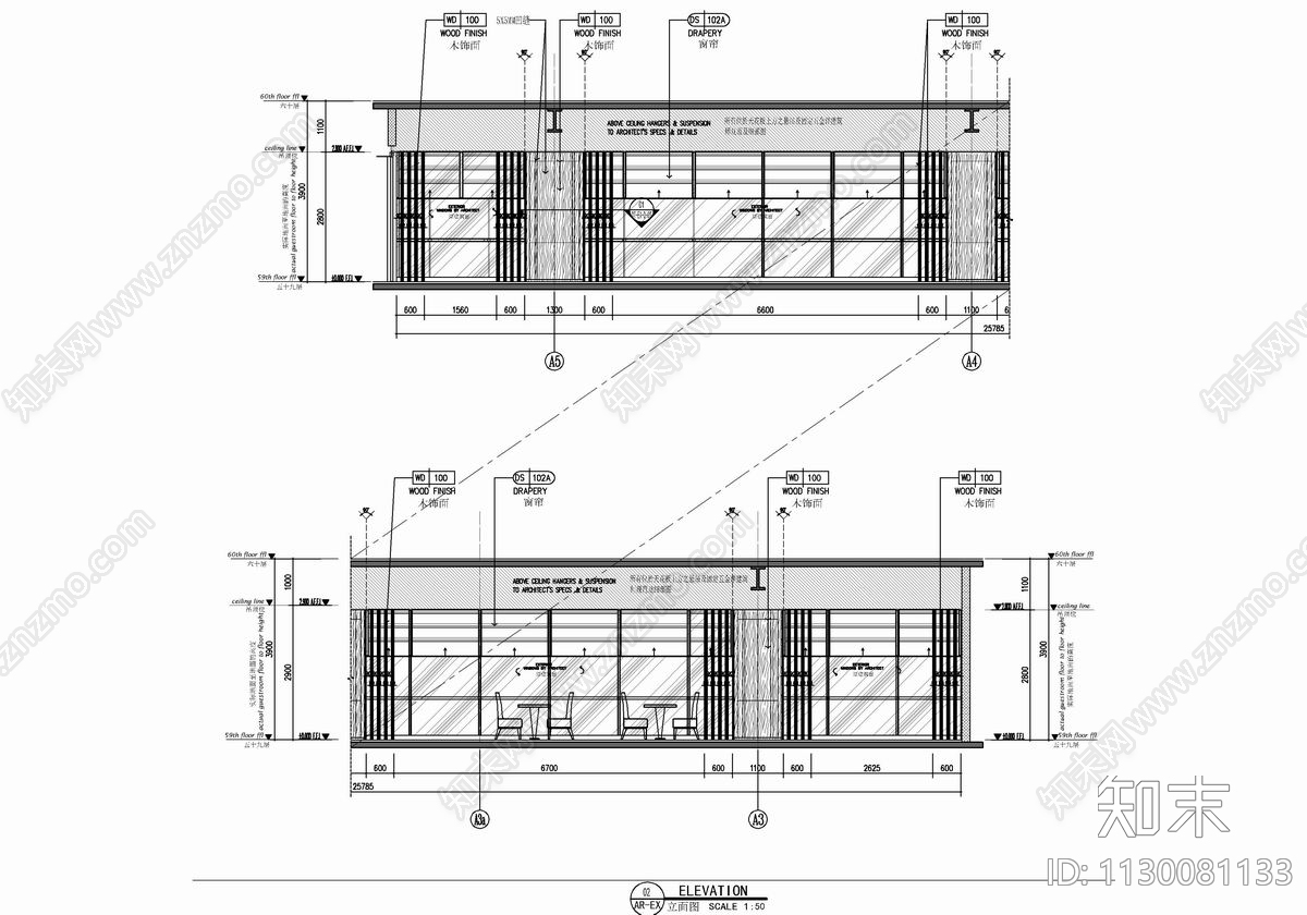 350㎡行政酒廊室内cad施工图下载【ID:1130081133】