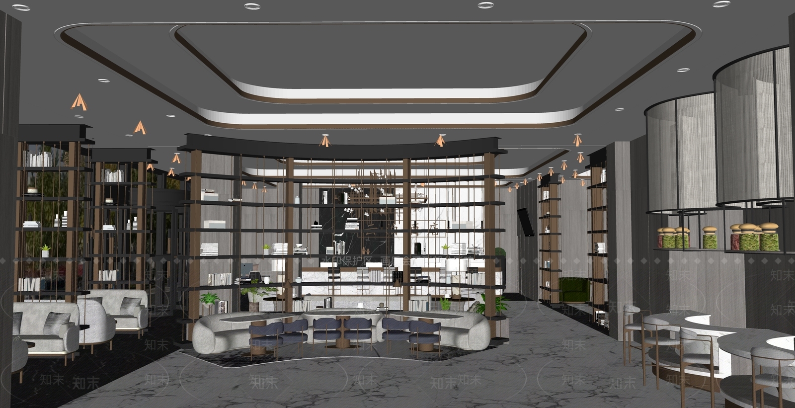现代酒店大堂SU模型下载【ID:1130082366】