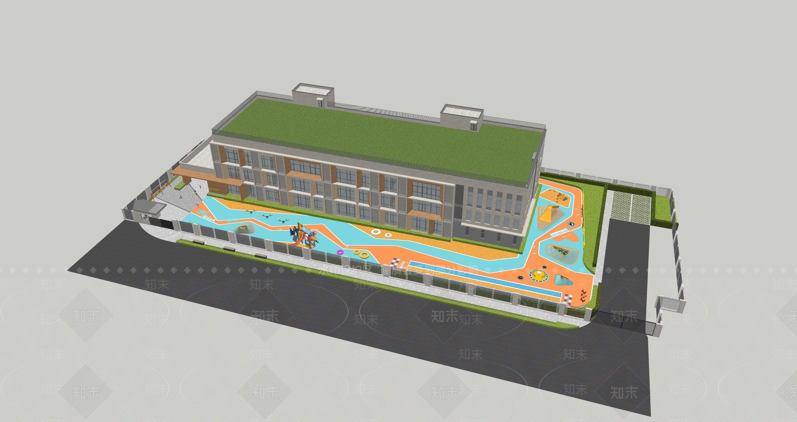 现代幼儿园景观SU模型下载【ID:1130093488】