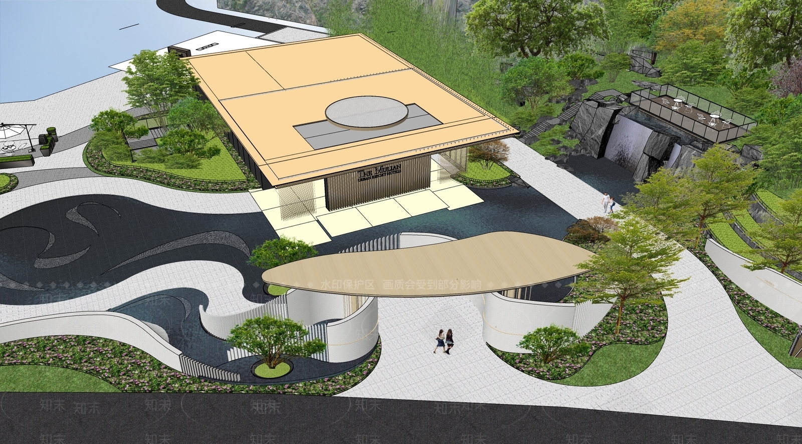 现代示范区景观入口大门SU模型下载【ID:1130095299】