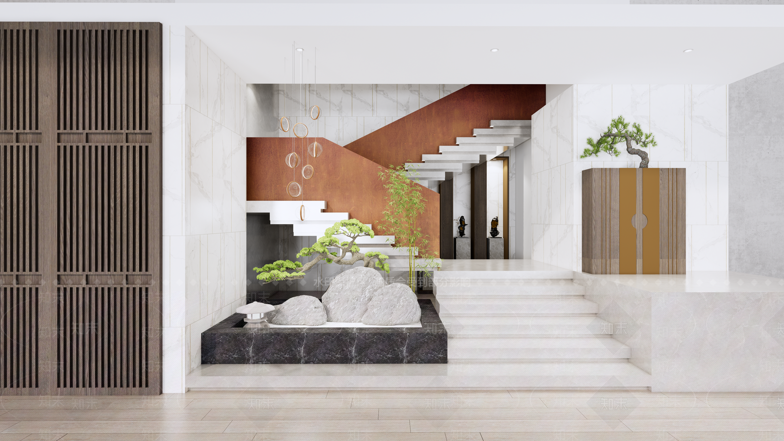 现代楼梯间SU模型下载【ID:1130099282】
