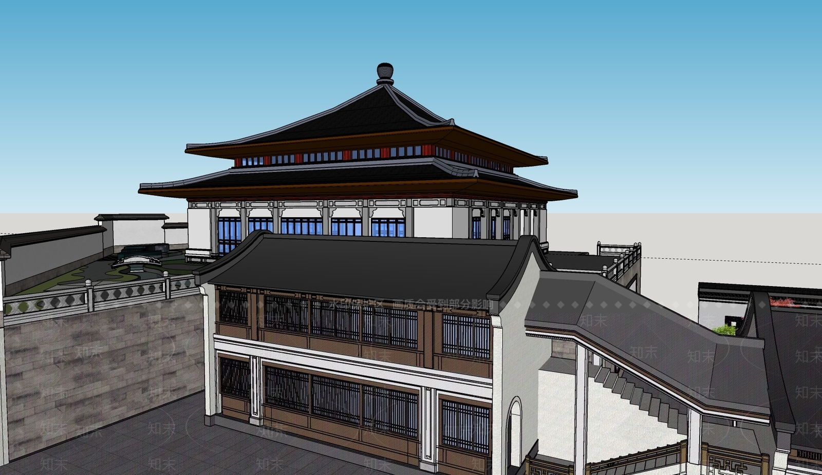中式寺庙建筑SU模型下载【ID:1130101189】
