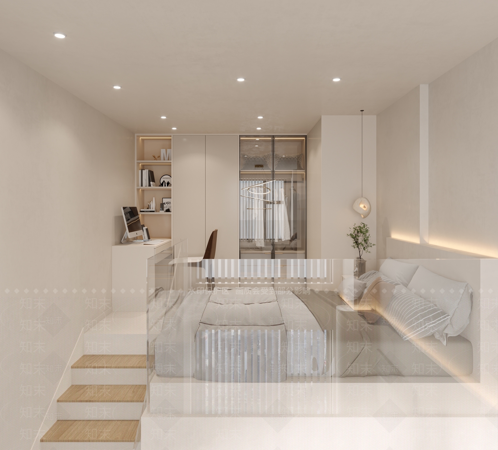 现代奶油风公寓3D模型下载【ID:1130110956】