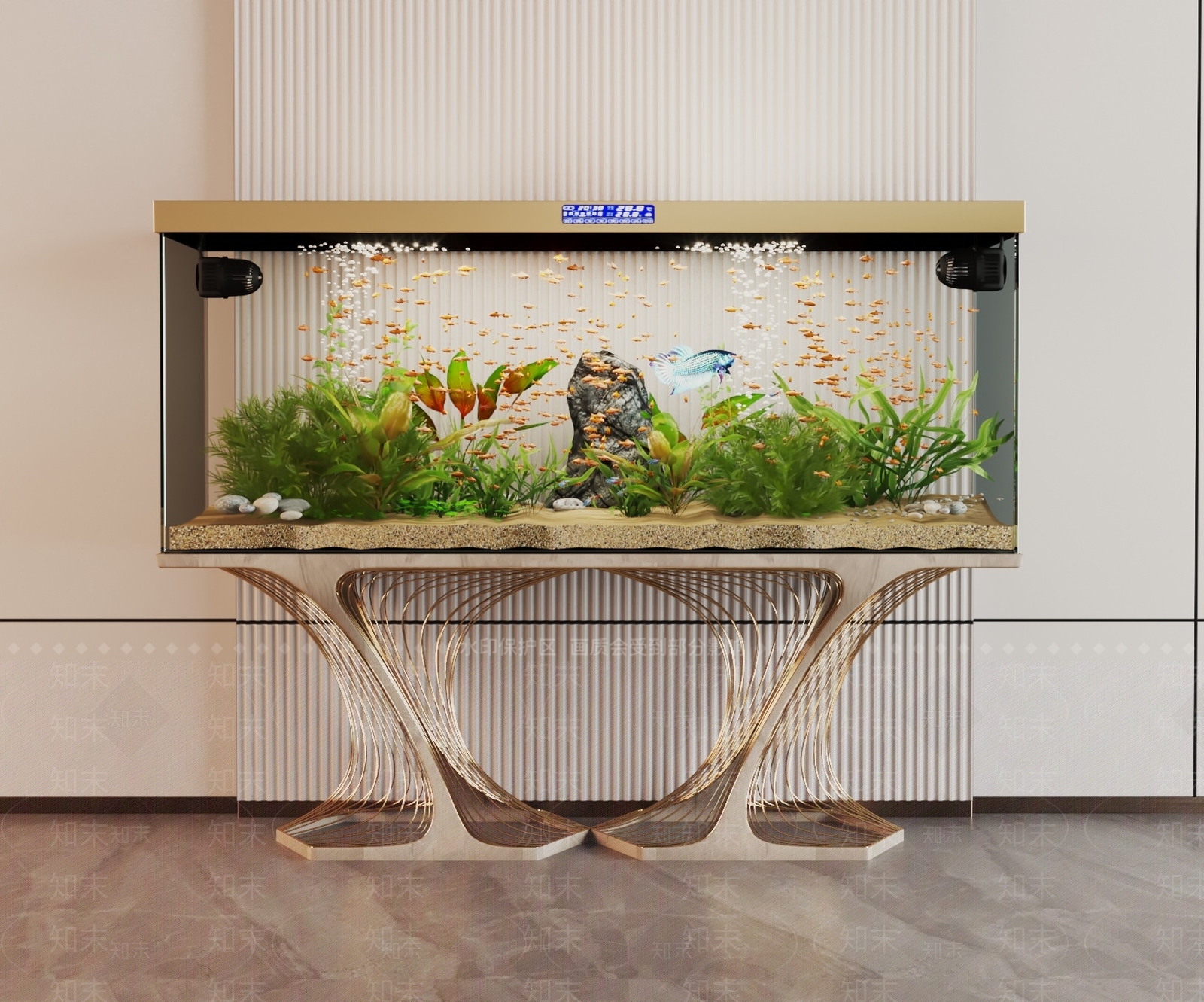 现代玻璃鱼缸3D模型下载【ID:1130119061】