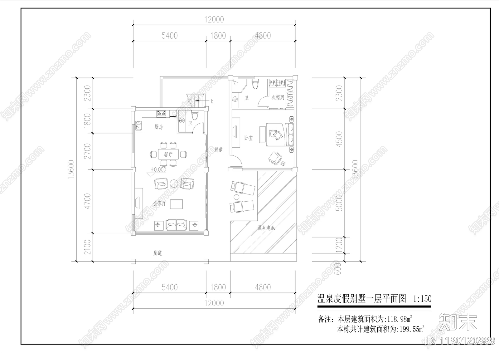 新古典温泉度假酒店cad施工图下载【ID:1130120888】