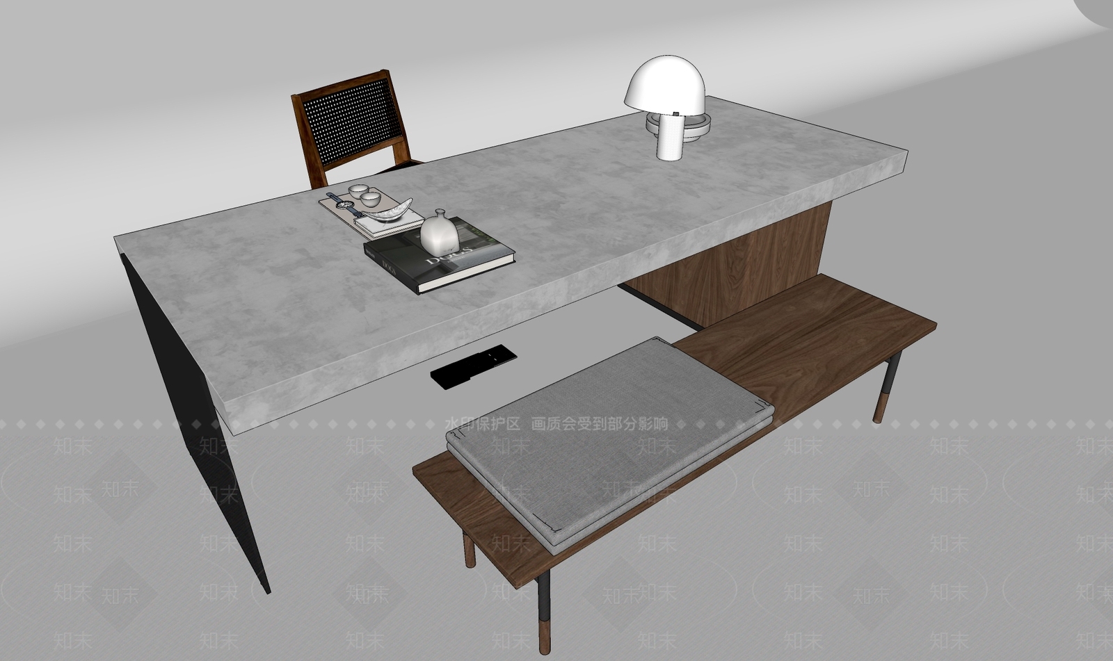现代书桌椅SU模型下载【ID:1130121492】