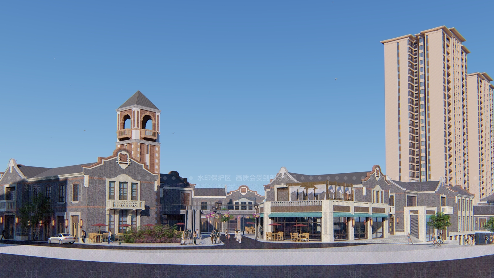 古典民国风商业街SU模型下载【ID:1130123378】