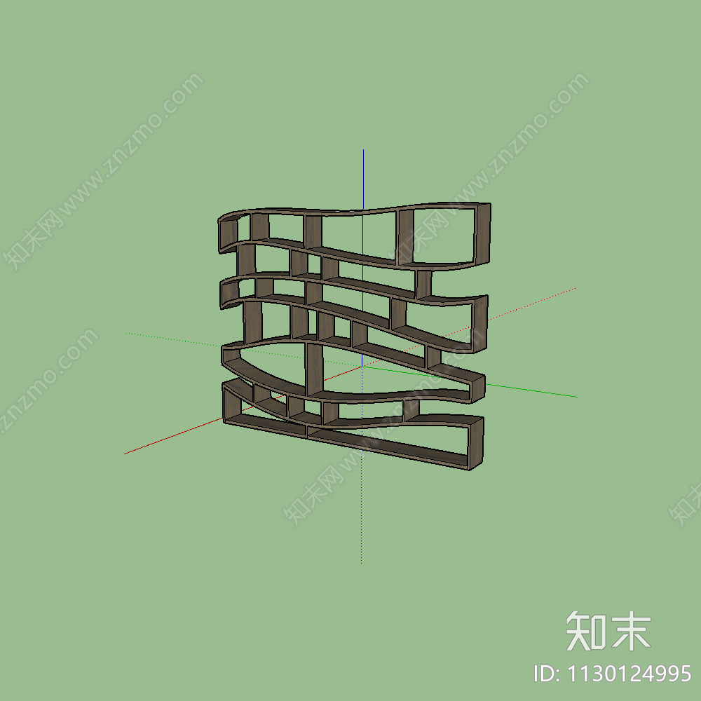 现代波浪书架弧形书架流线型设计图书馆书柜SU模型下载【ID:1130124995】