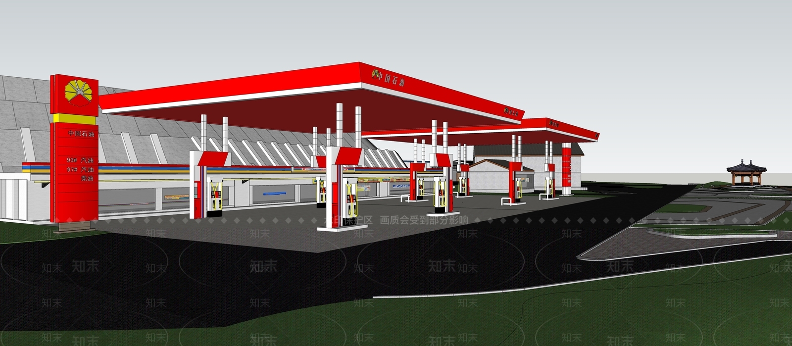 现代加油站SU模型下载【ID:1130125026】