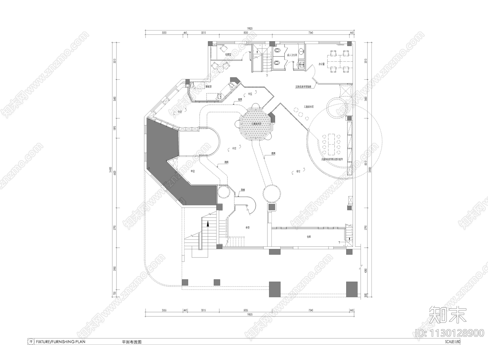 大型室内亲子成长中心儿童乐园cad施工图下载【ID:1130128900】