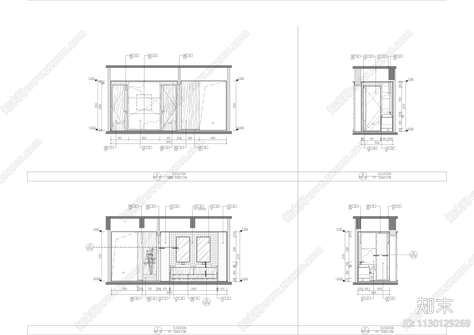 上海某中式会所茶室cad施工图下载【ID:1130129269】