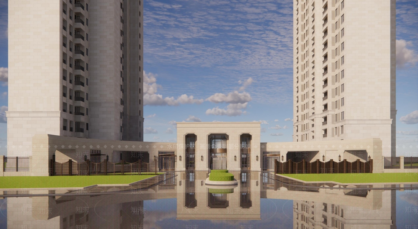 古典高层住宅小区入口SU模型下载【ID:1130130993】