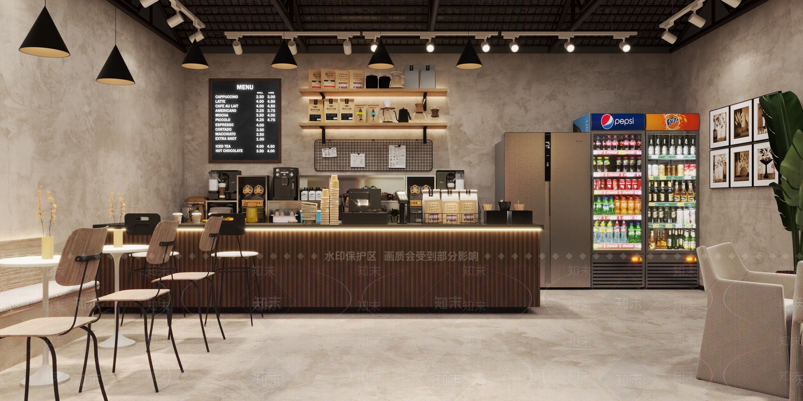 侘寂奶茶店3D模型下载【ID:1130425483】