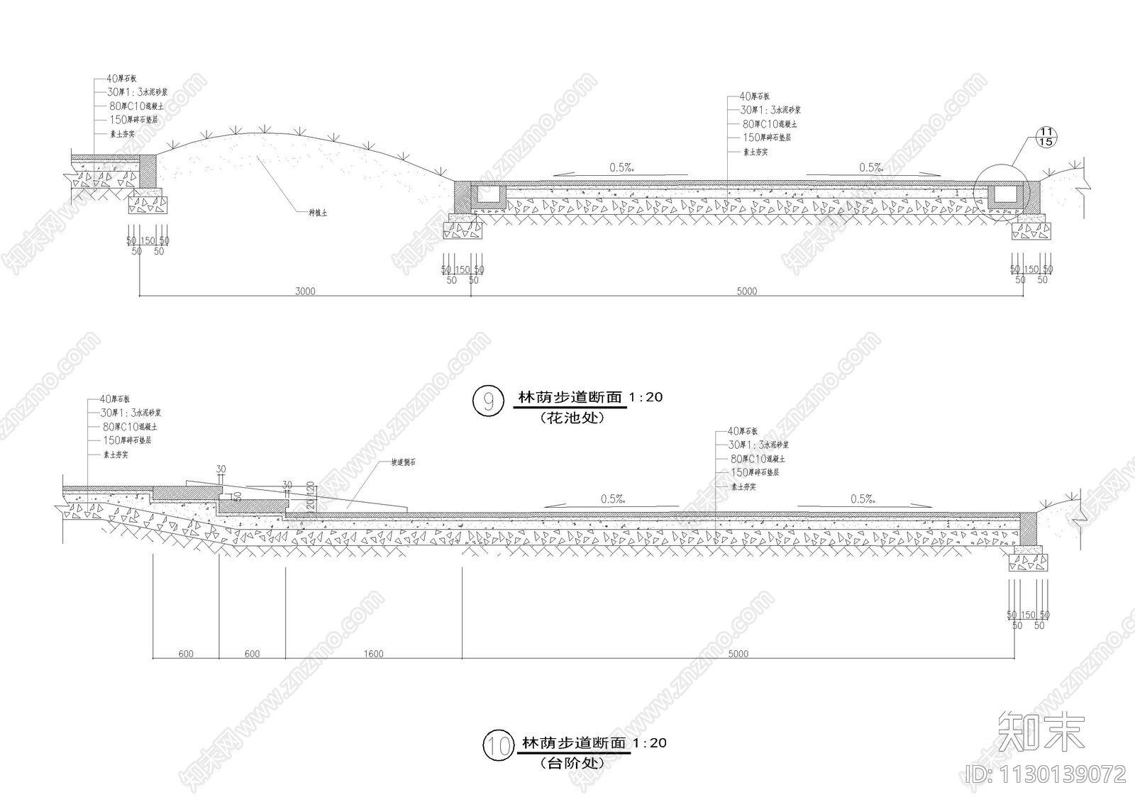 广场车道步道大样图施工图下载【ID:1130139072】
