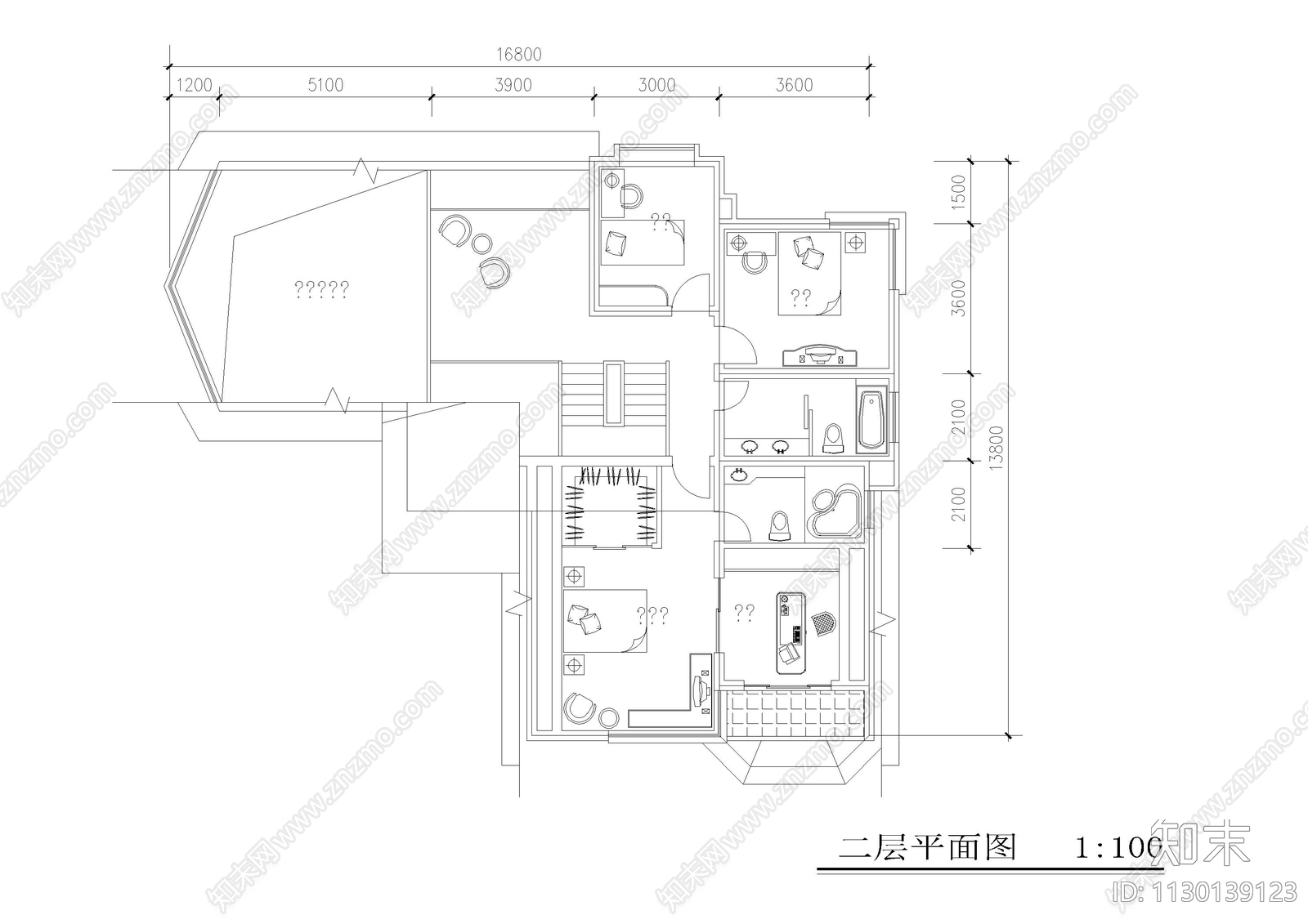 独立别墅户型建筑cad施工图下载【ID:1130139123】