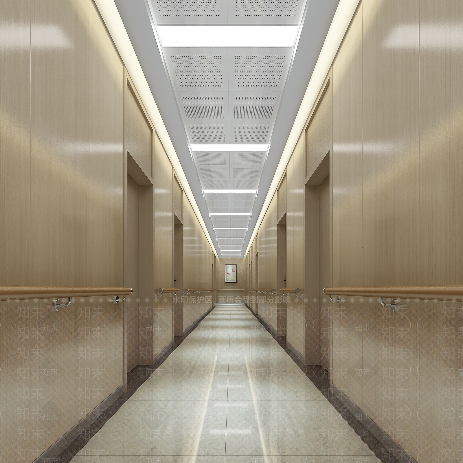 新中式医院过道3D模型下载【ID:1130141734】