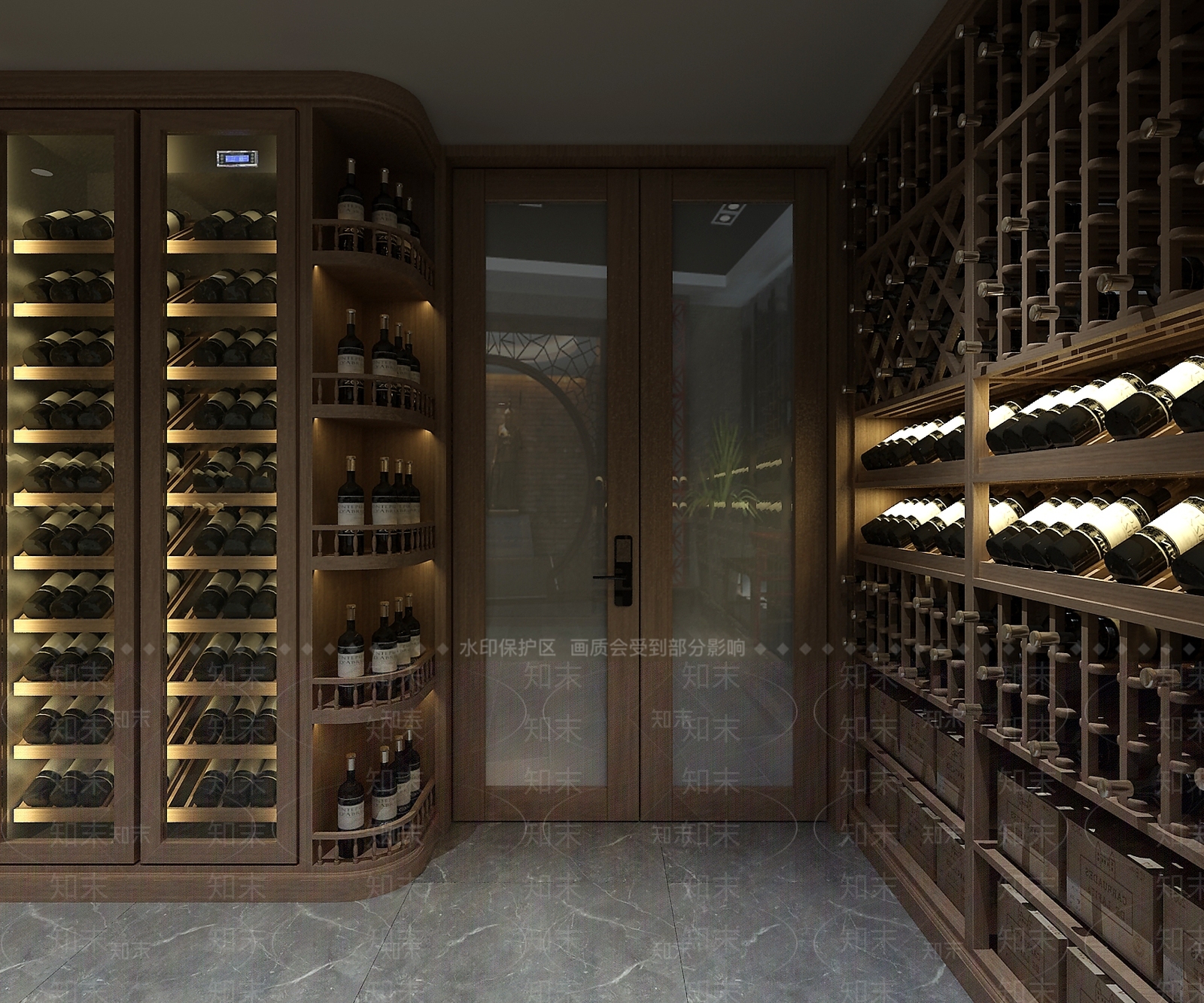 新中式实木红酒窖3D模型下载【ID:1130142334】