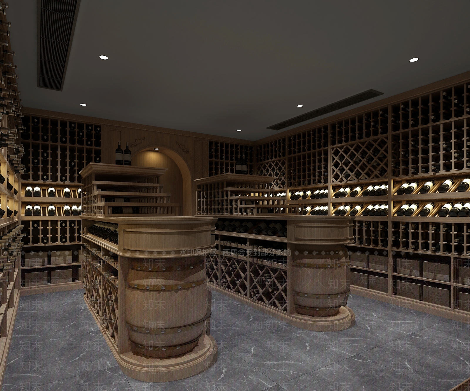 新中式实木红酒窖3D模型下载【ID:1130142334】